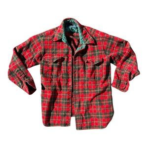 Vintage 70s Pendleton Plaid Flannel Button Up Shirt